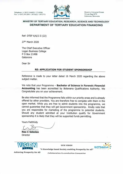 DTEF - Acknowledgement Letter